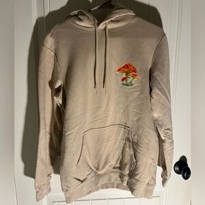 H&M Tan Sweatshirt with Mushroom Graphic